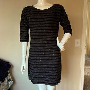 Express Black and grey striped with sequence tunic size L
